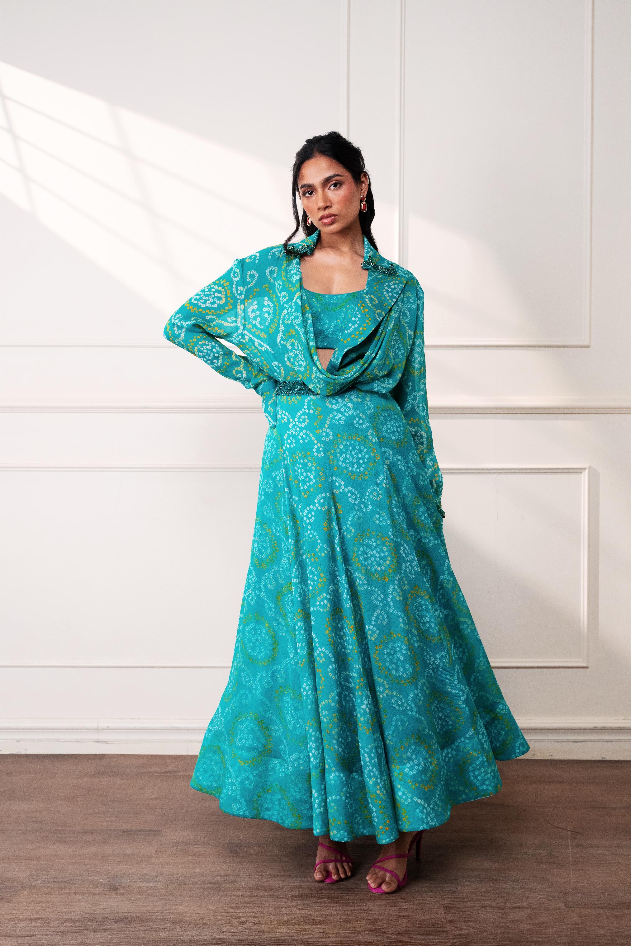 THE KNOT SEAFOAM LEHENGA