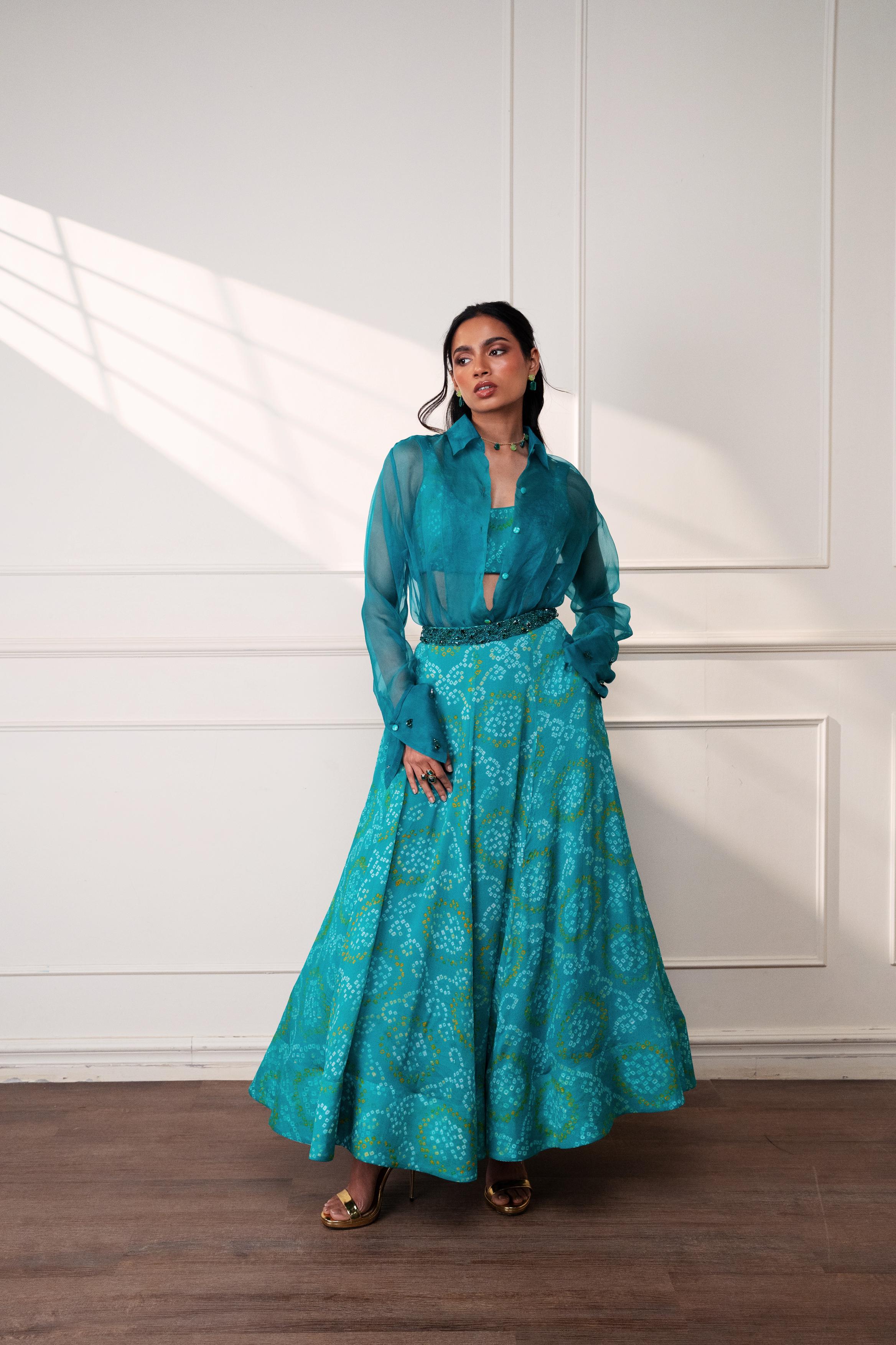 The Knot Seafoam Lehenga at Style Junkiie