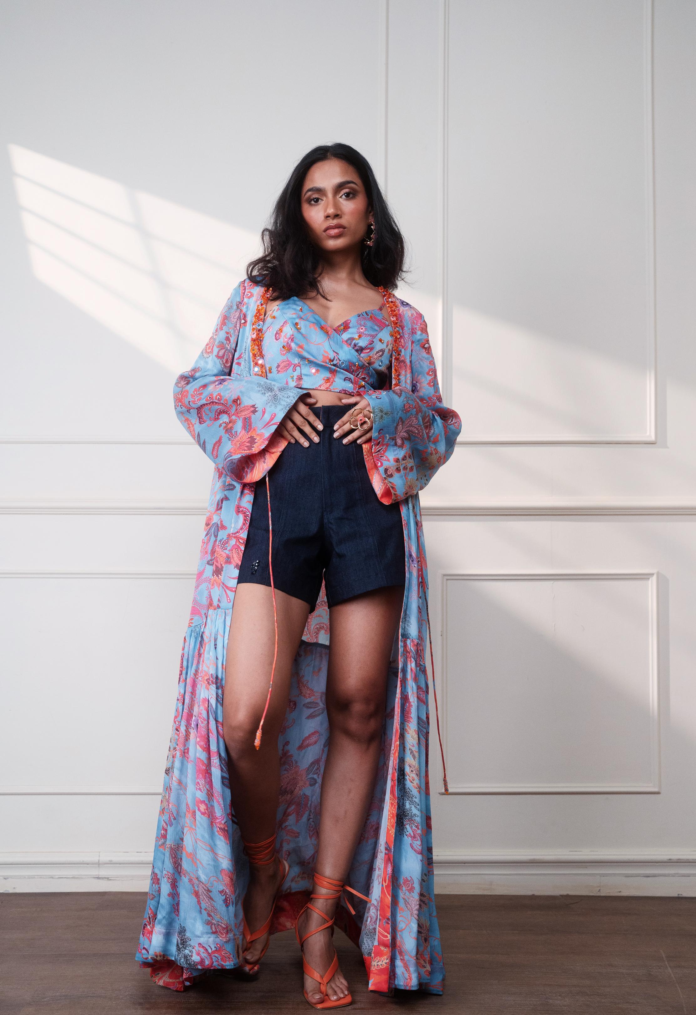 ICY BLOOM WRAP TOP