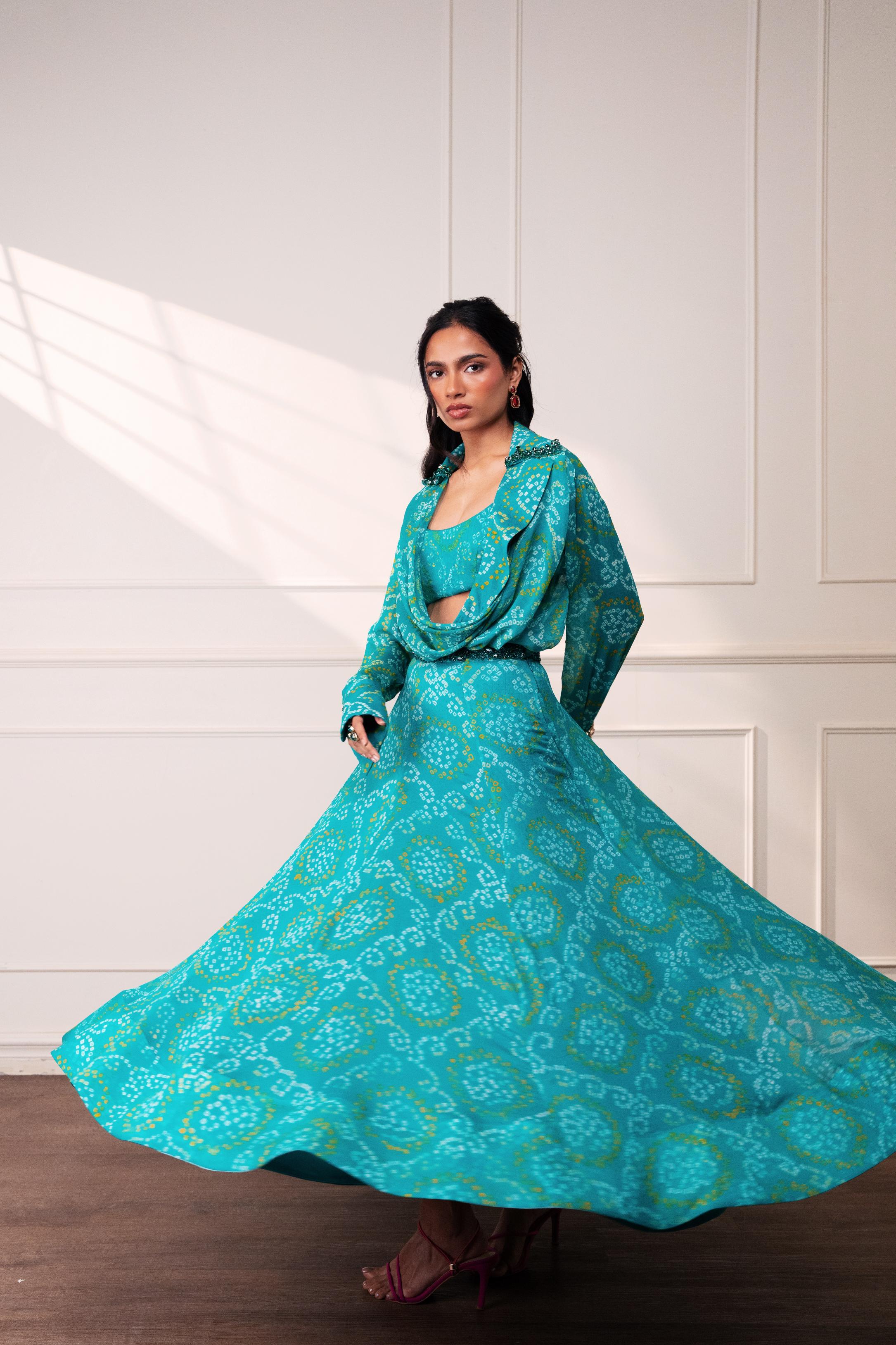 THE KNOT SEAFOAM LEHENGA