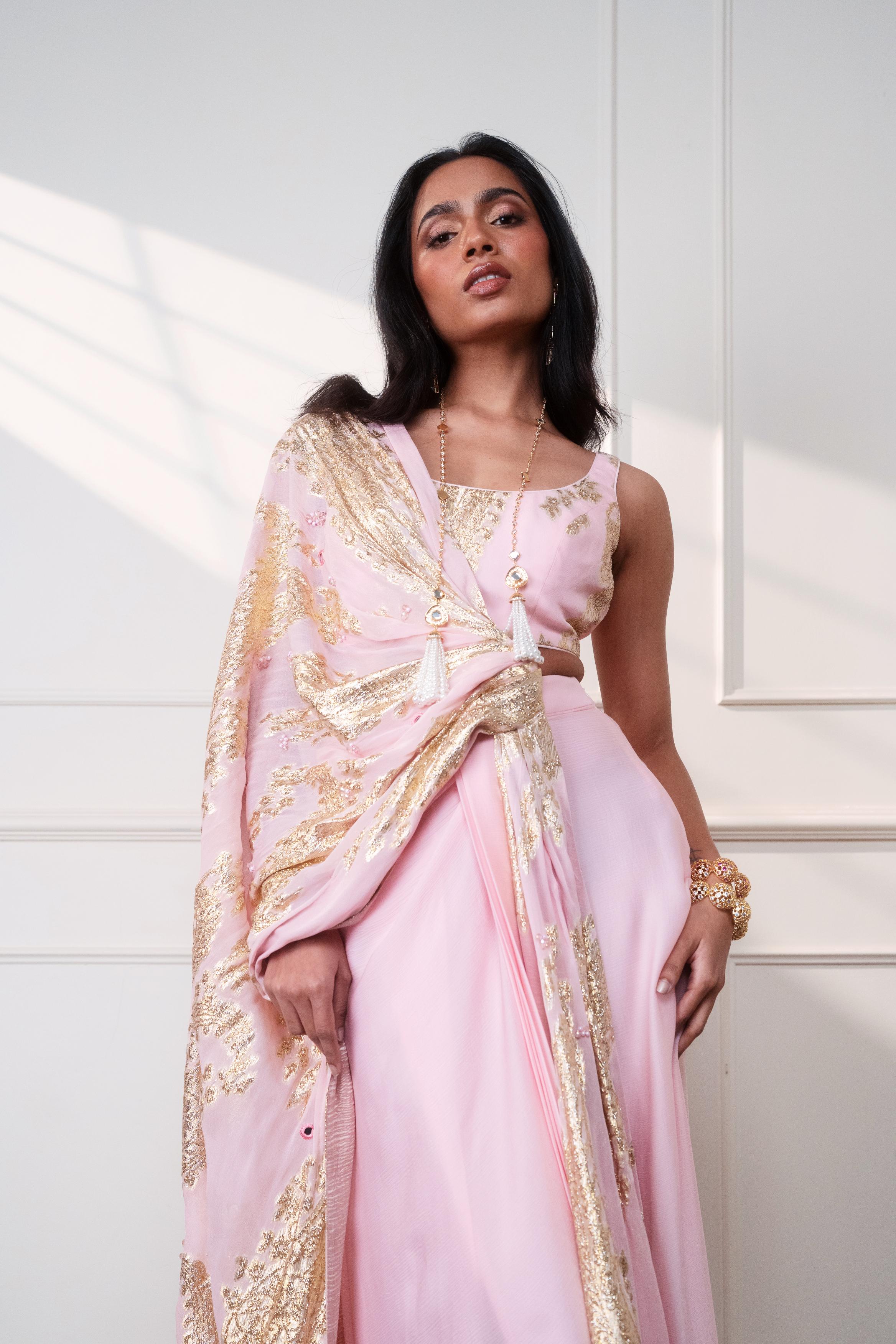 PETAL PAISLEY DRAPED SAREE