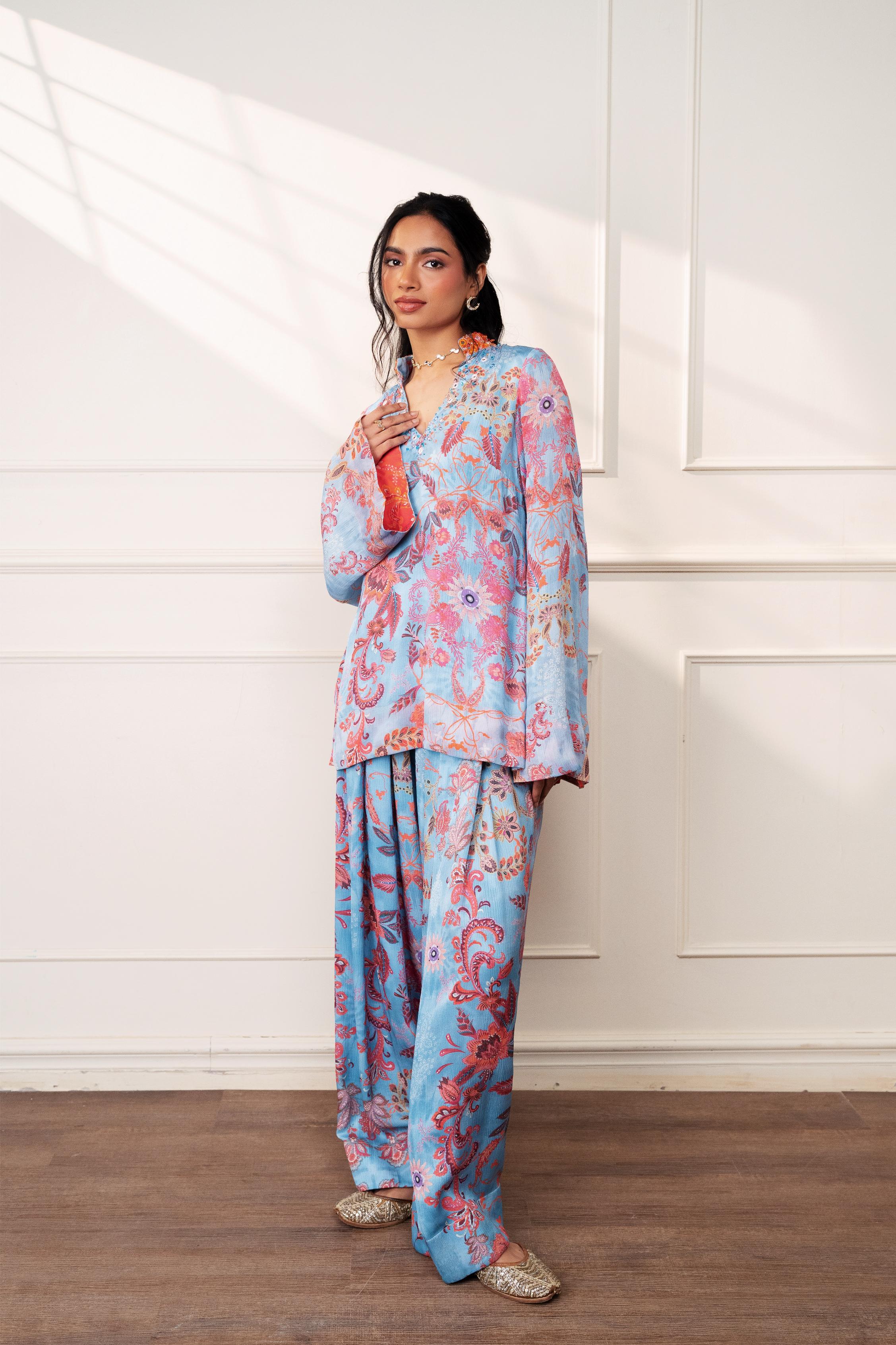 ICY BLOOM FARSI KURTI WITH SALWAR