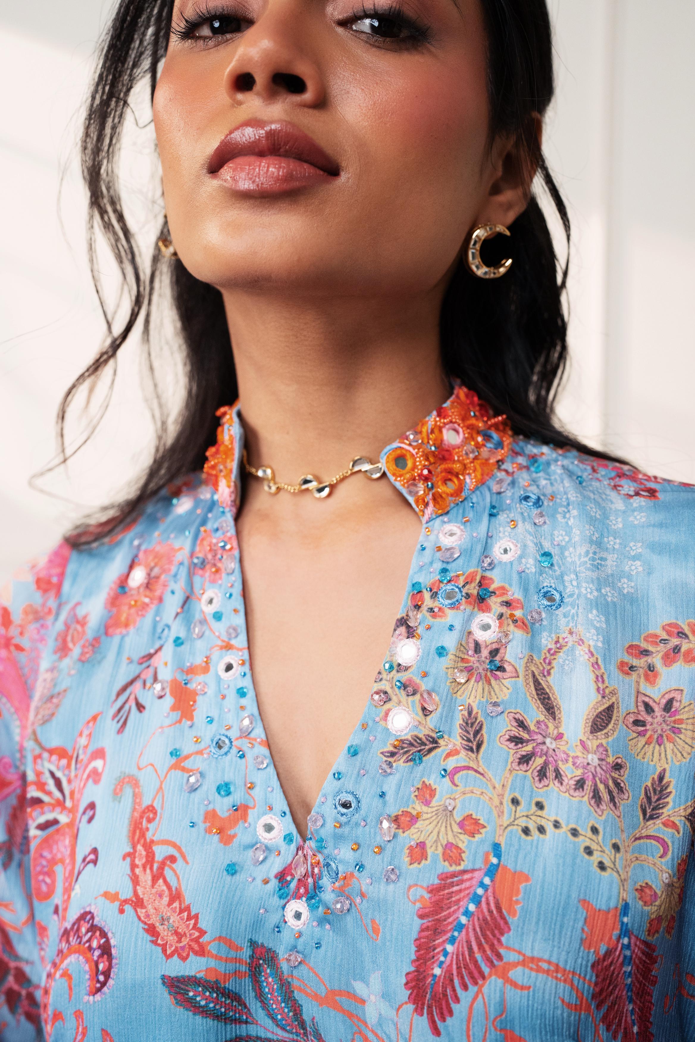 ICY BLOOM FARSI KURTI WITH SALWAR