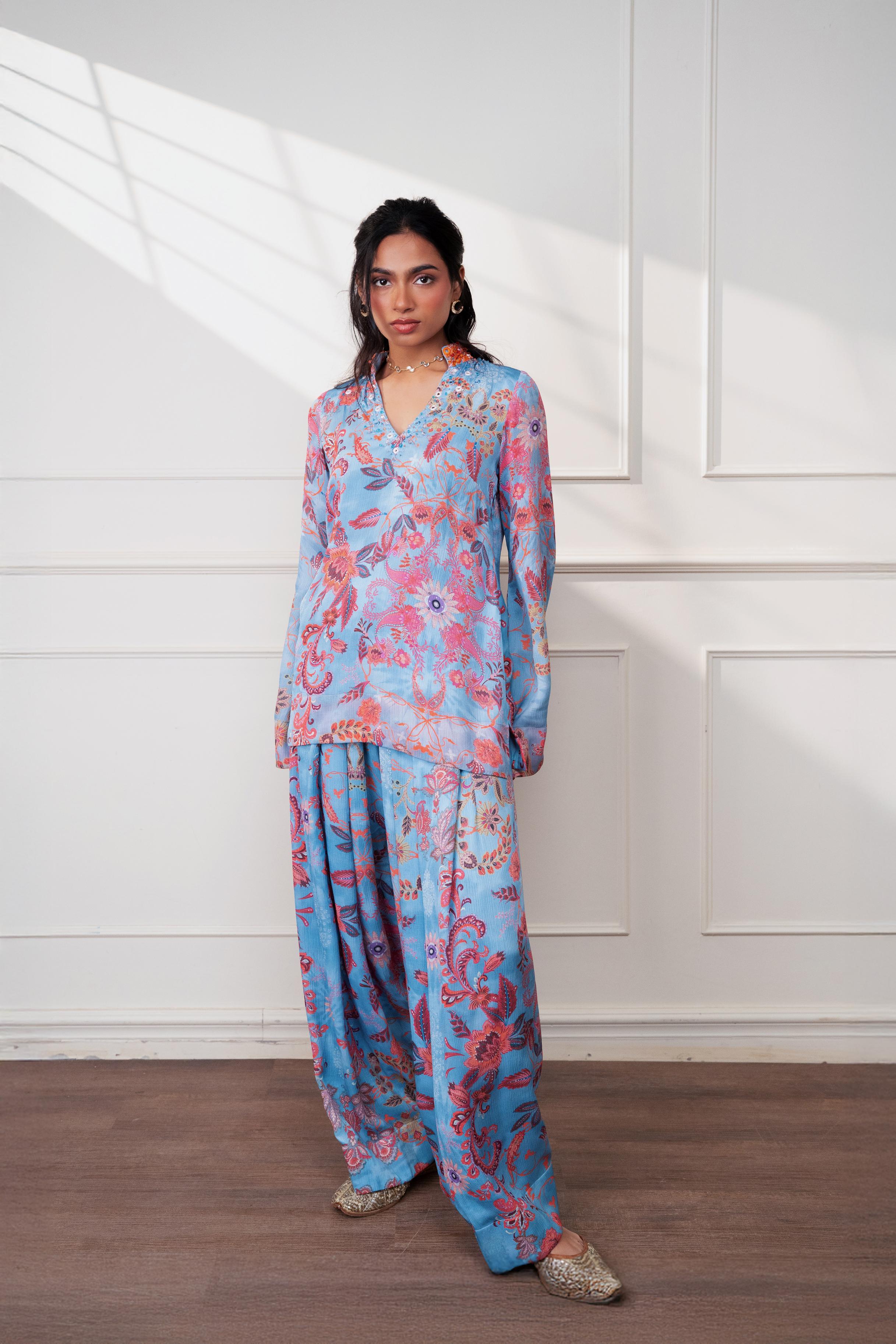 ICY BLOOM FARSI KURTI WITH SALWAR