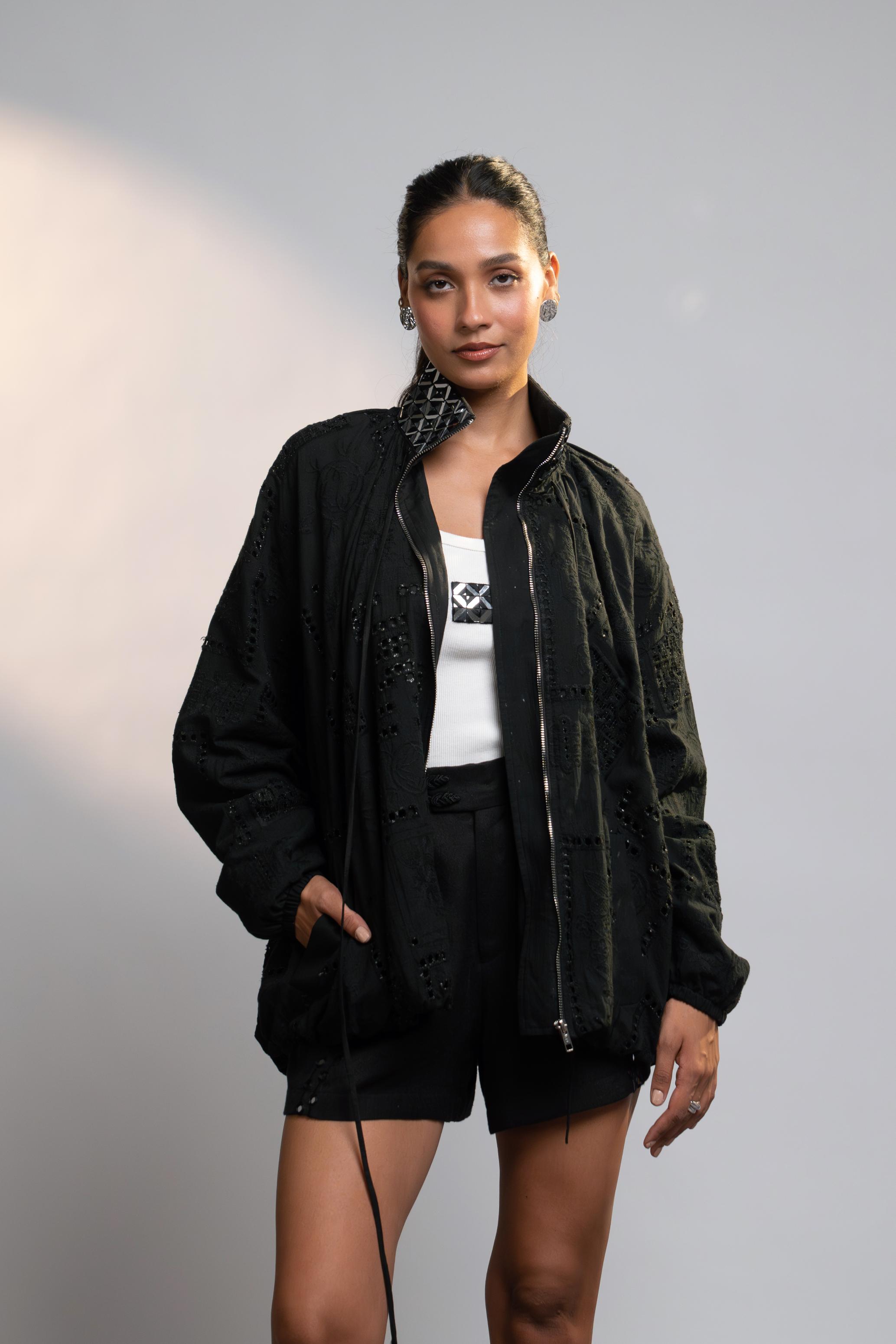 After Dark Mirrorwork Collar Shacket