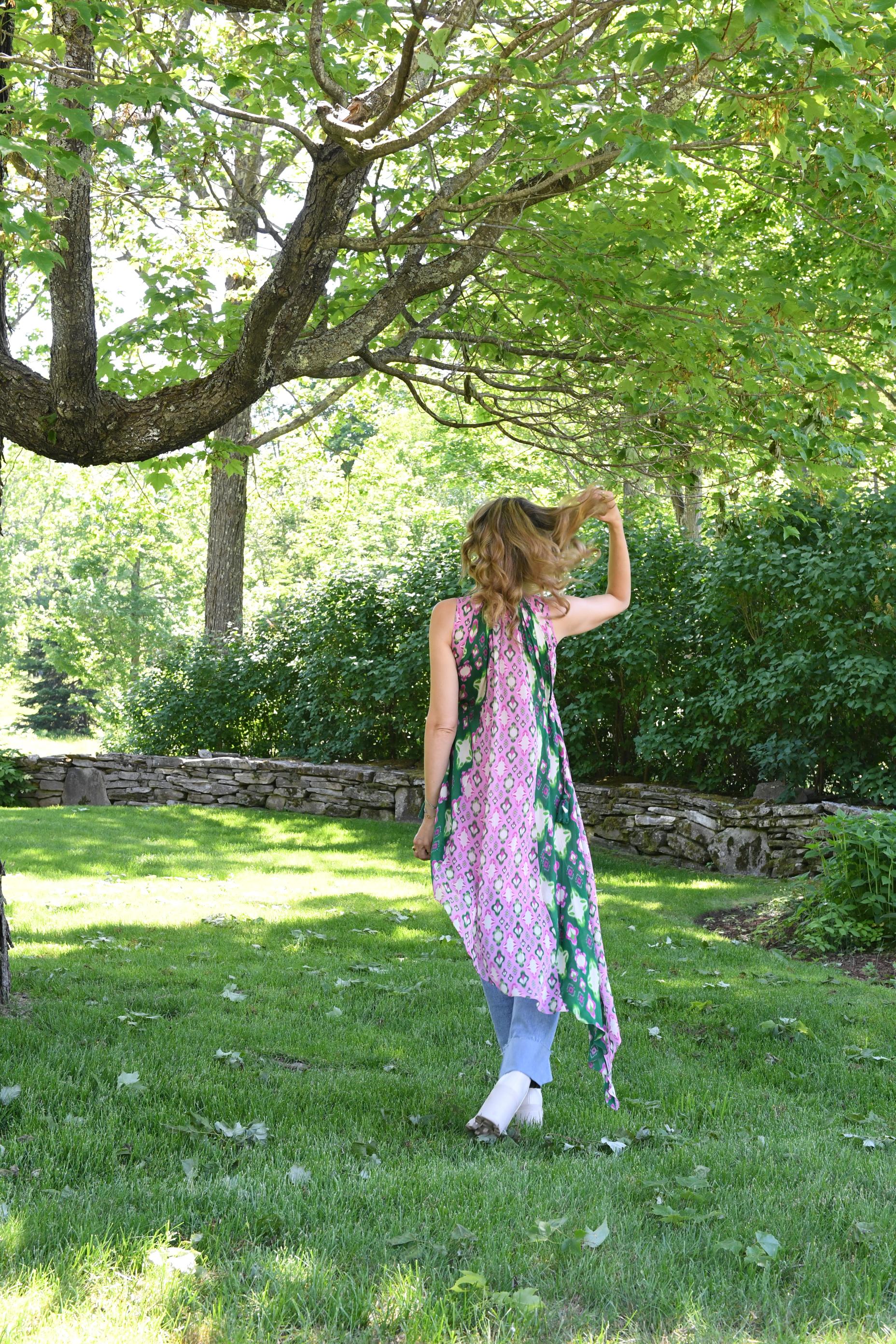 IKAT PRINT MIX CASCADE HIGH LOW TOP