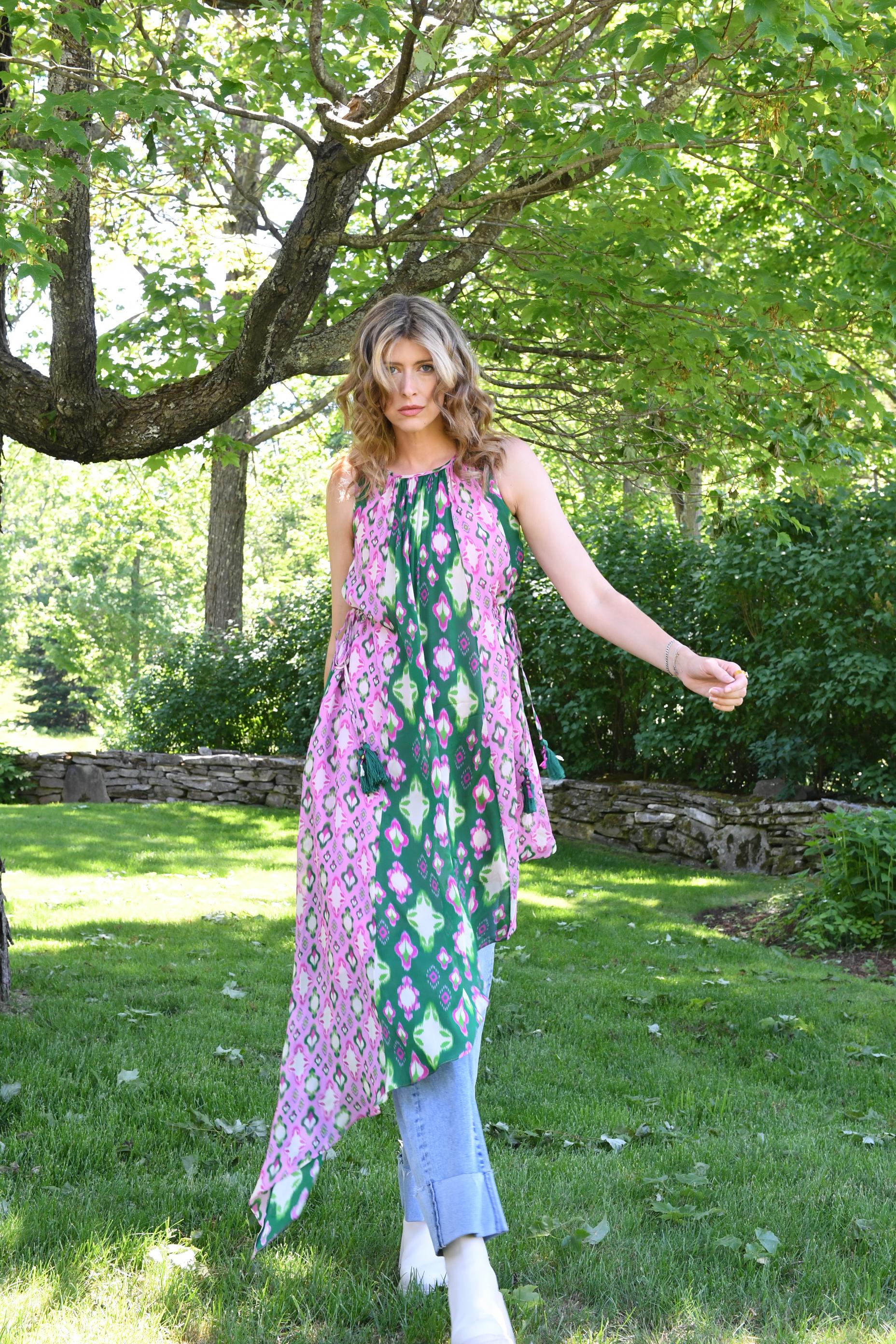 IKAT PRINT MIX CASCADE HIGH LOW TOP