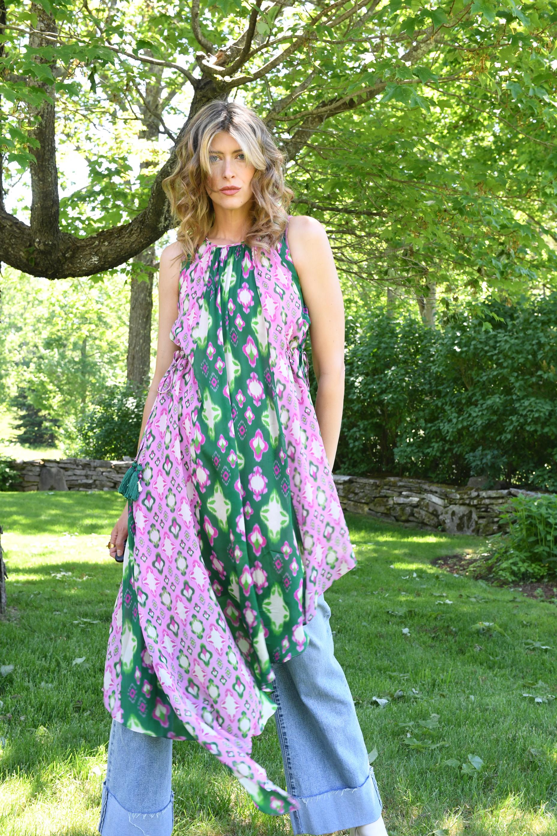IKAT PRINT MIX CASCADE HIGH LOW TOP