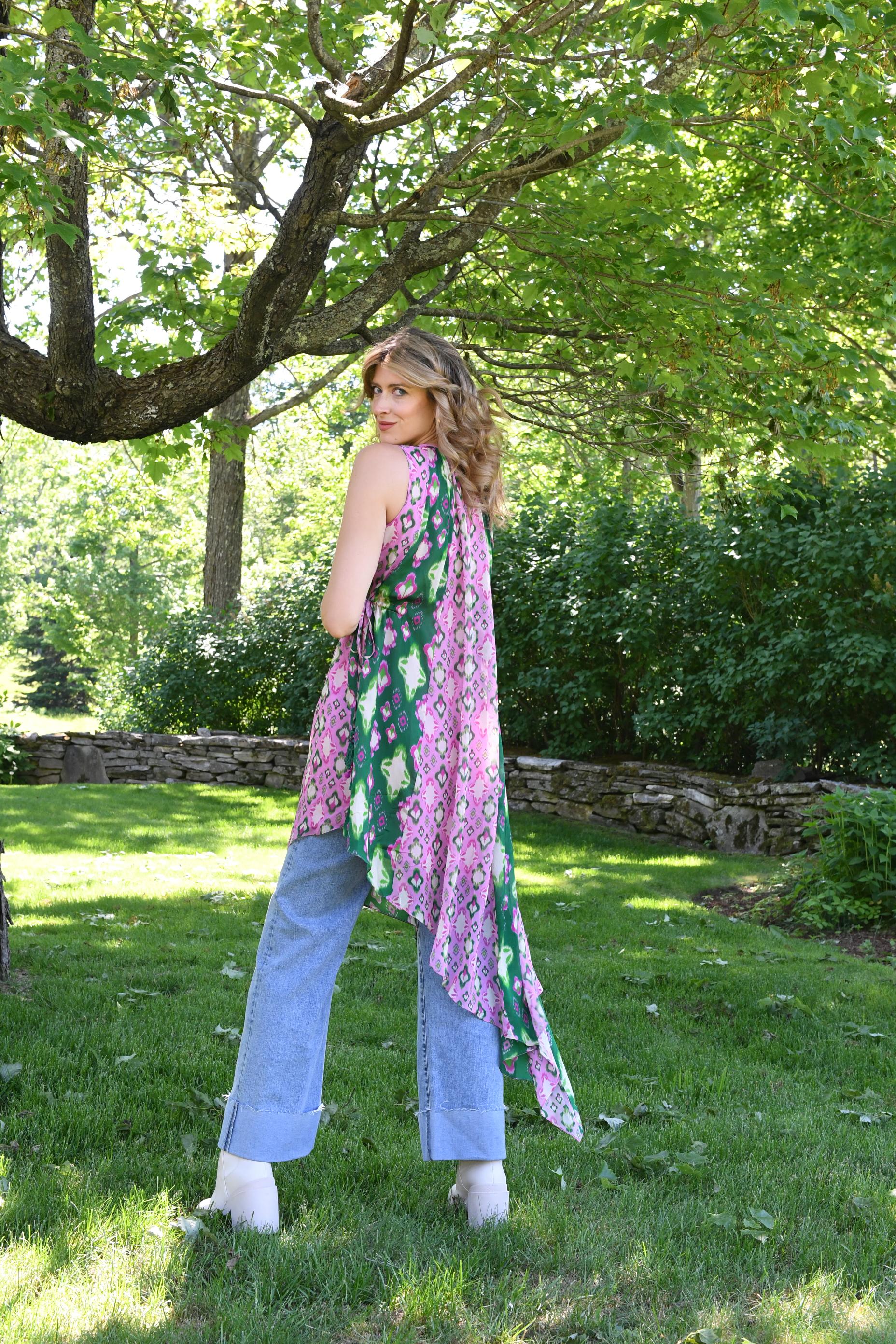 IKAT PRINT MIX CASCADE HIGH LOW TOP