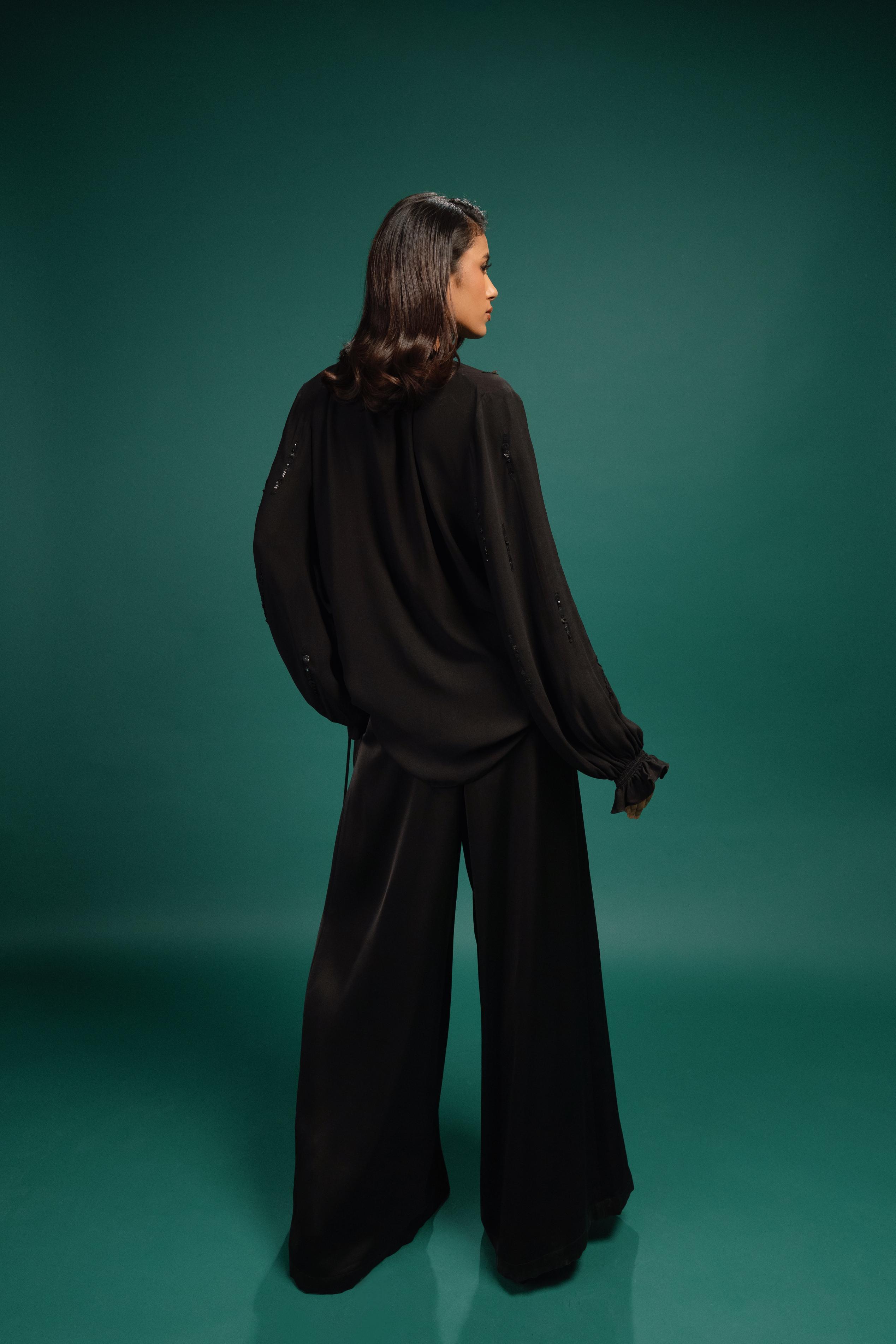 Ebony Sequin Georgette Blouse