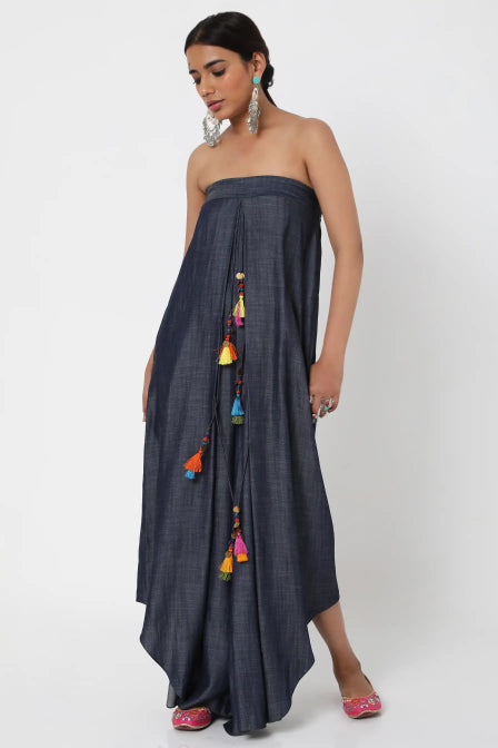 Denim Tassel Jumpsuit