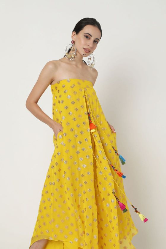 Yellow Embroidered Jumpsuit