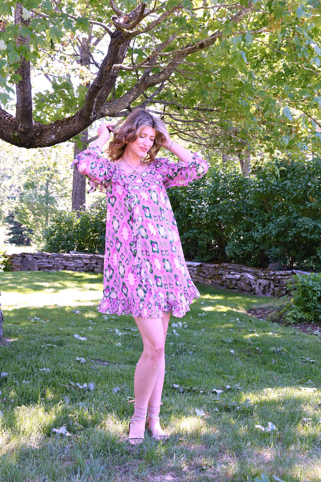 CHEEKY PINK RUFFLE OFF SHOULDER DRESS