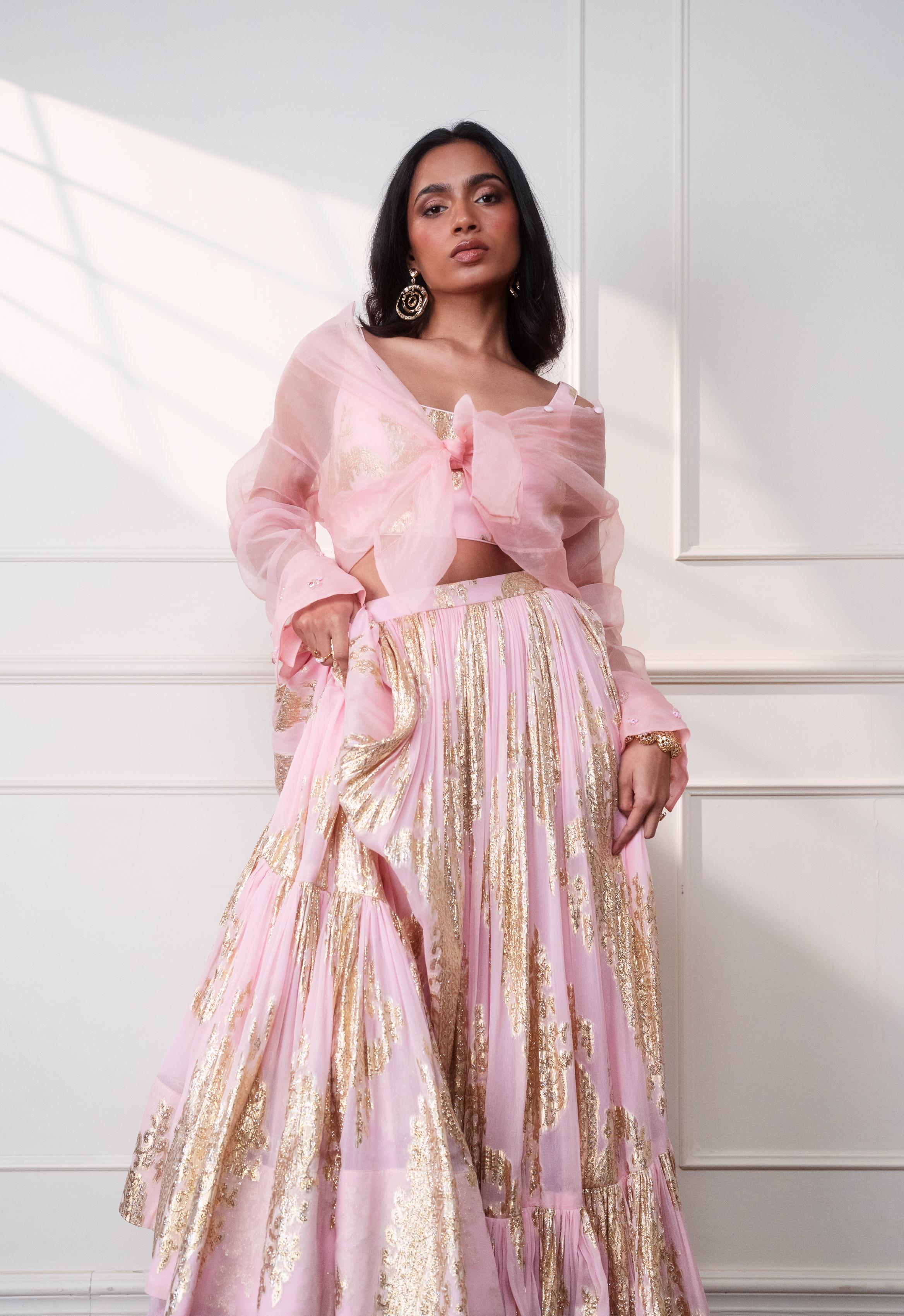 PETAL PAISLEY LAYERED LEHENGA