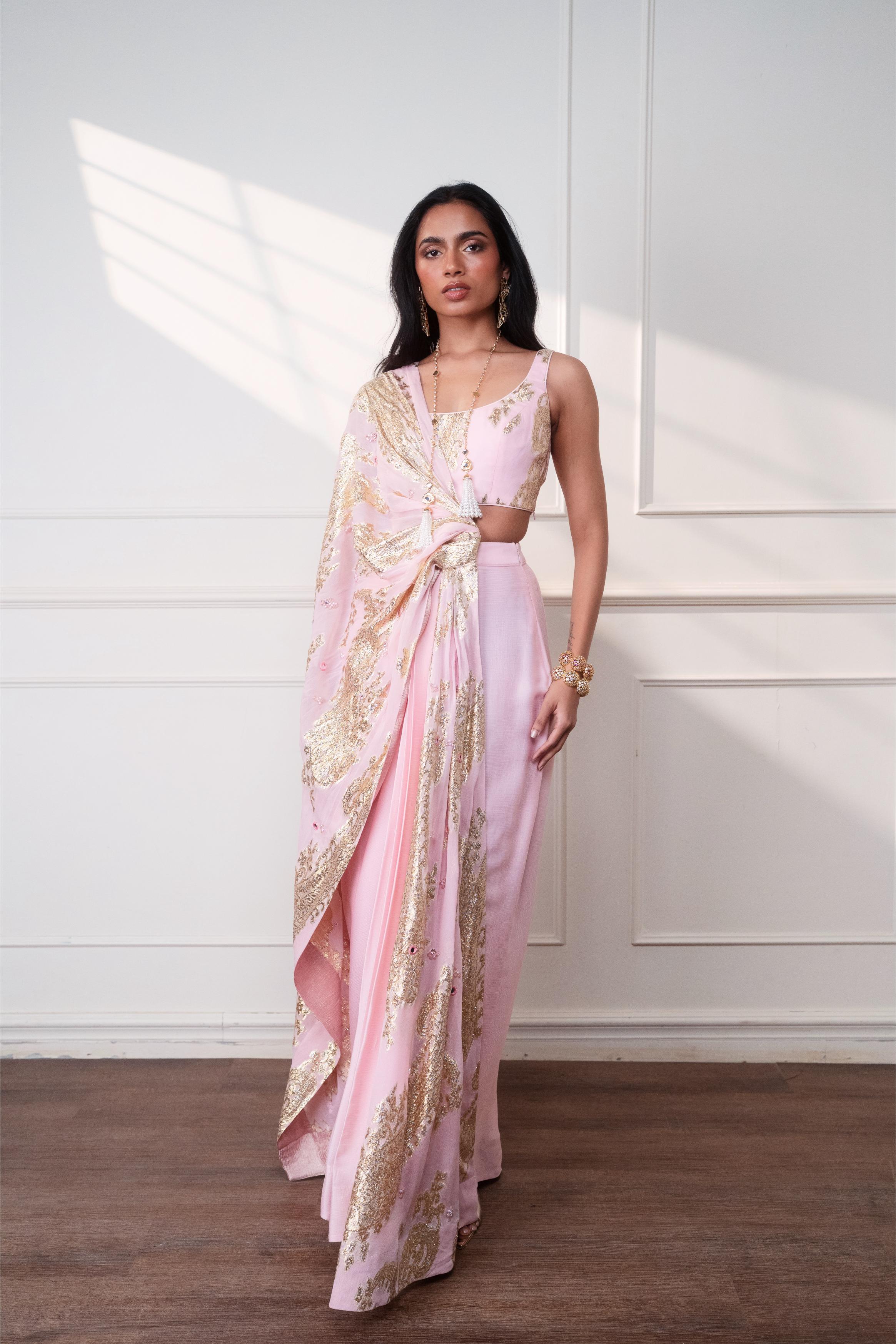 PETAL PAISLEY DRAPED SAREE