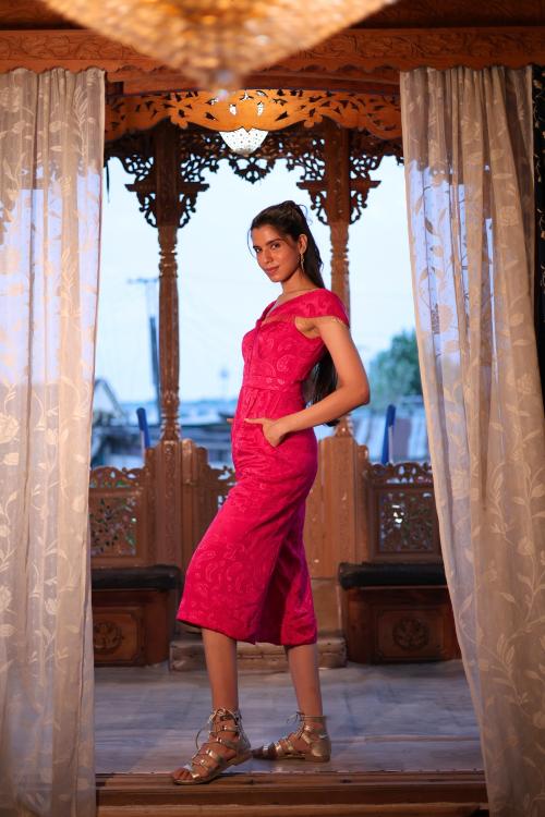 SPINEL PINK OFF SHOULDER JUMPSUIT