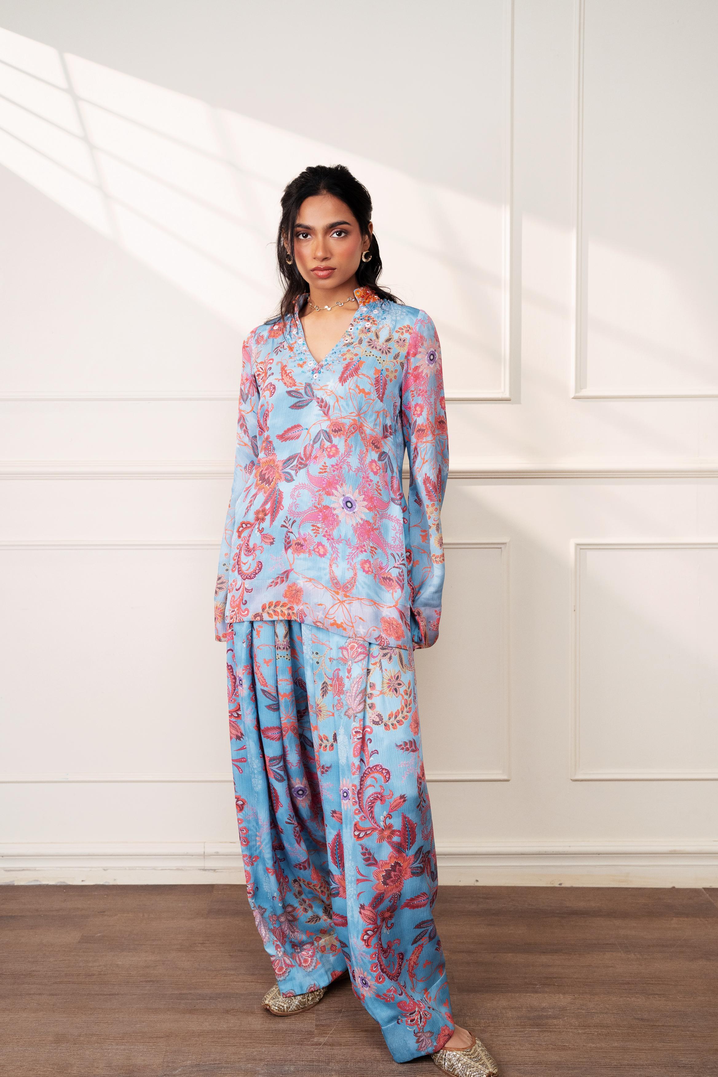 ICY BLOOM FARSI KURTI WITH SALWAR