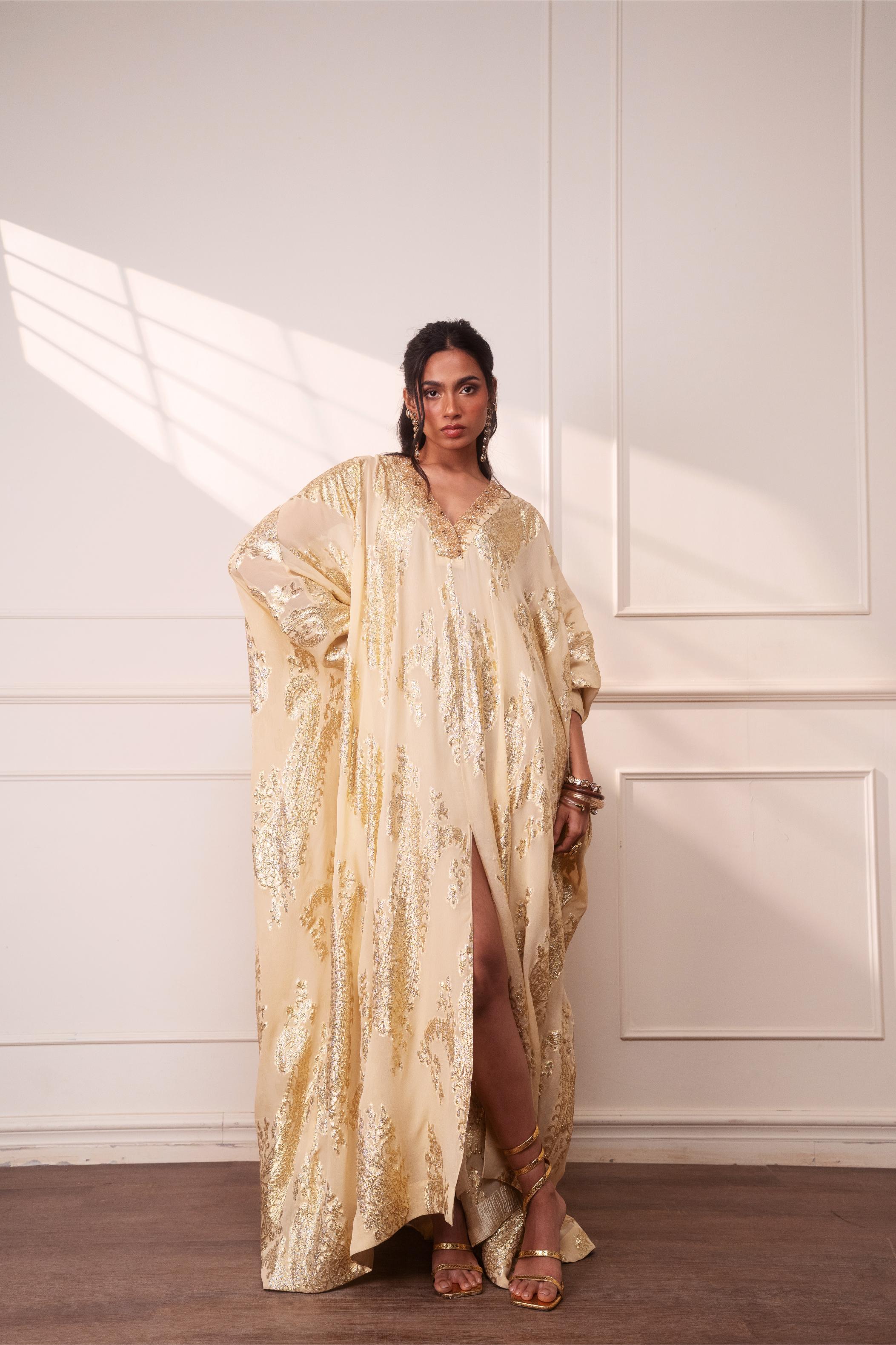 Gilded Paisley Kaftan at Style Junkiie
