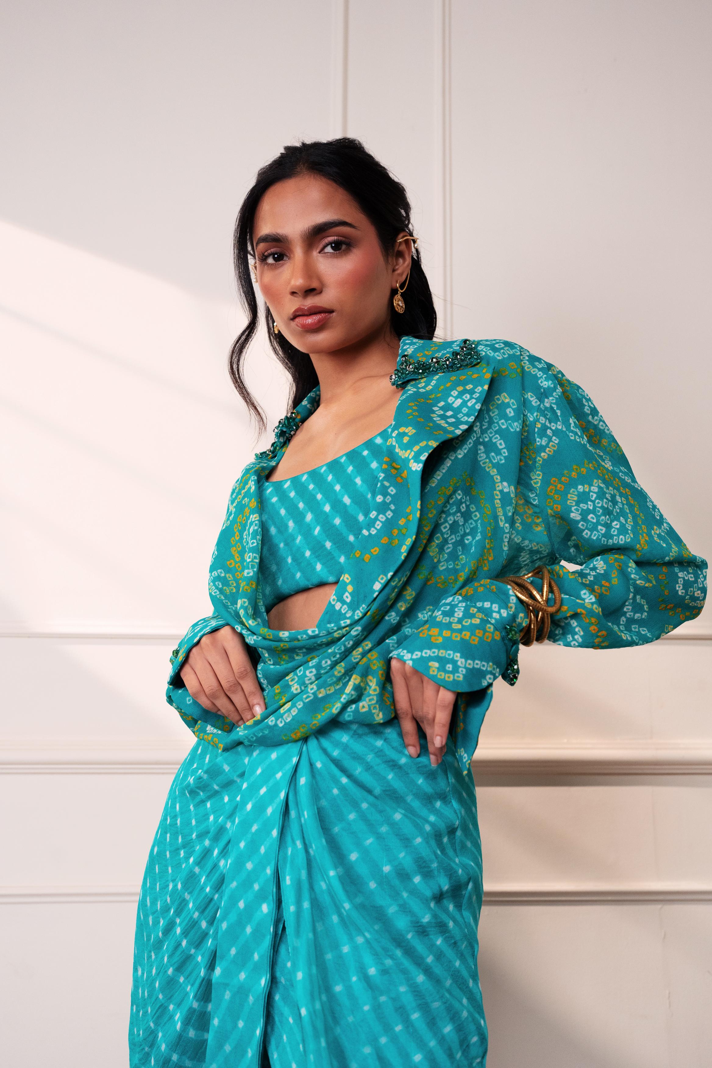 THE KNOT SEAFOAM EMBROIDERED BUSTIER