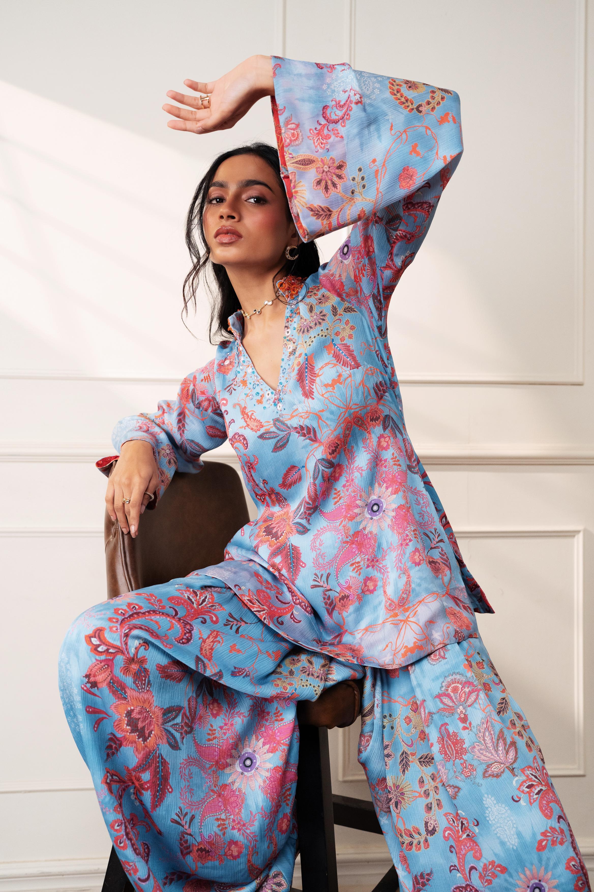ICY BLOOM FARSI KURTI WITH SALWAR