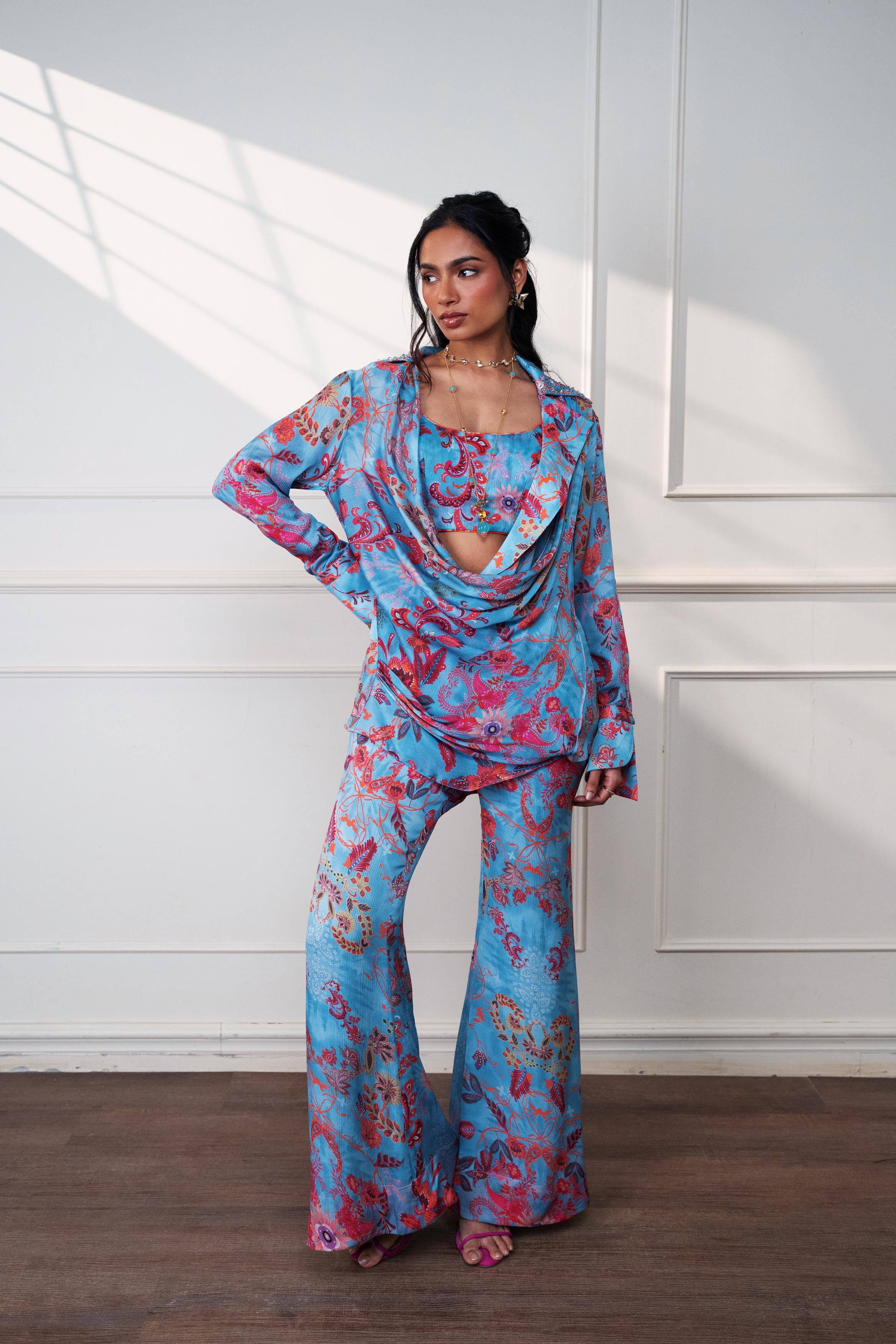 Icy Bloom Flared Pants at Style Junkiie