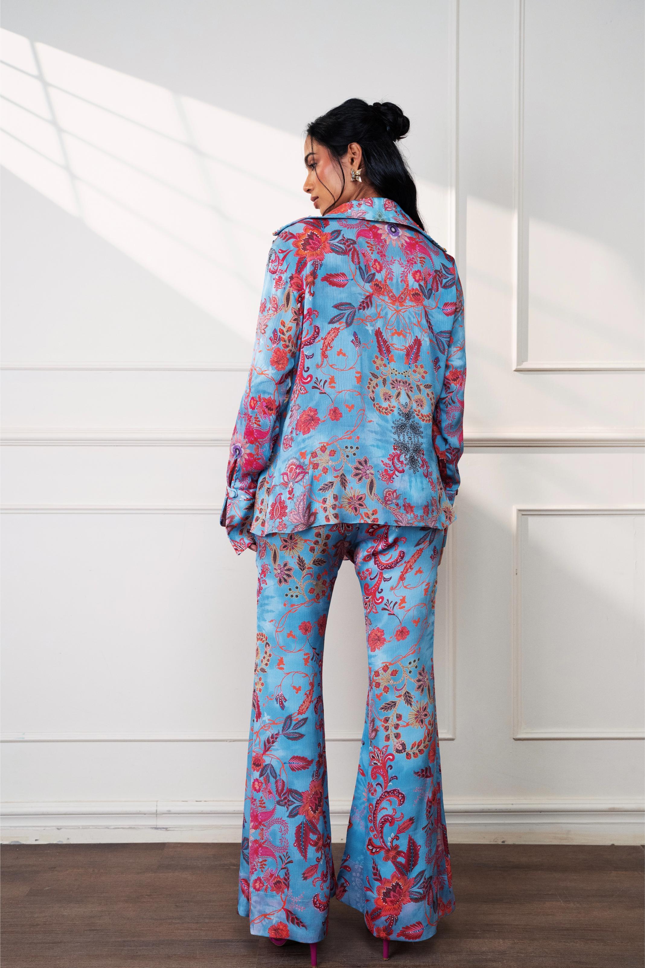 Icy Bloom Flared Pants at Style Junkiie