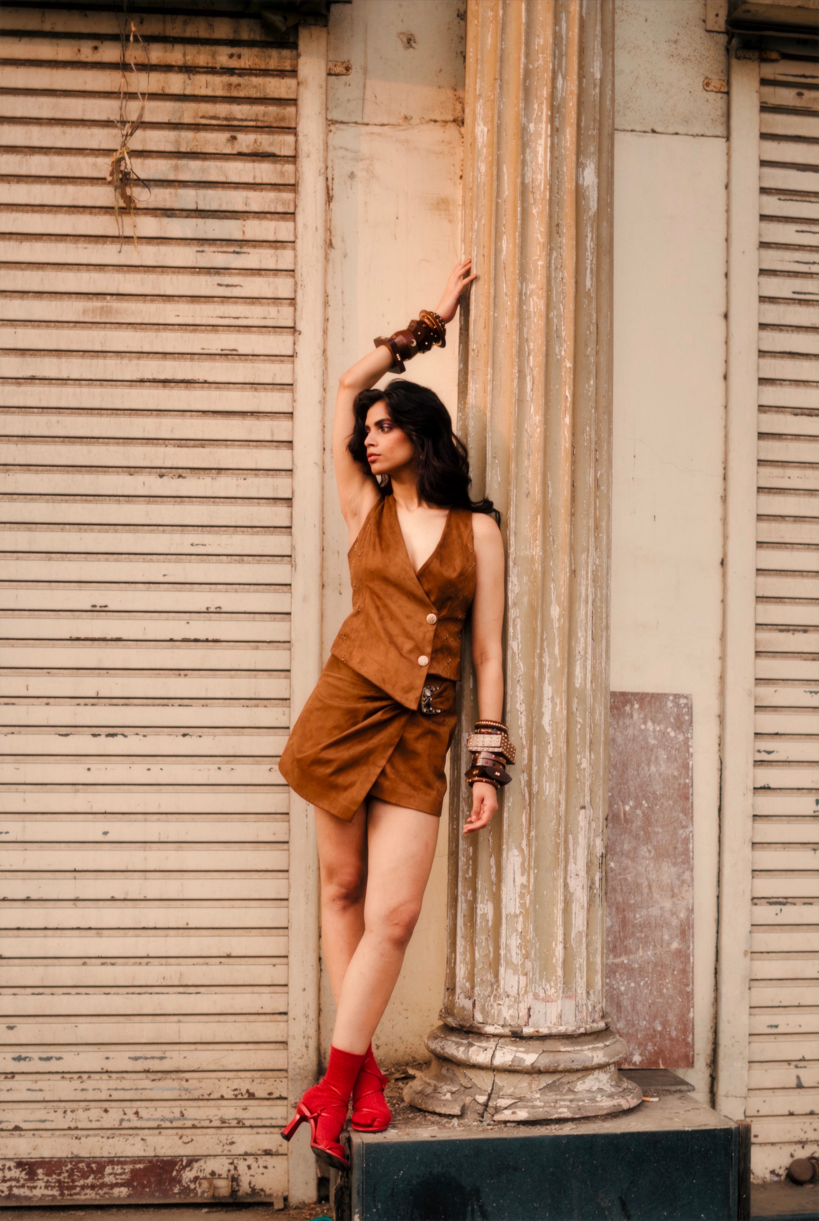 Tan Suede Mini Skirt