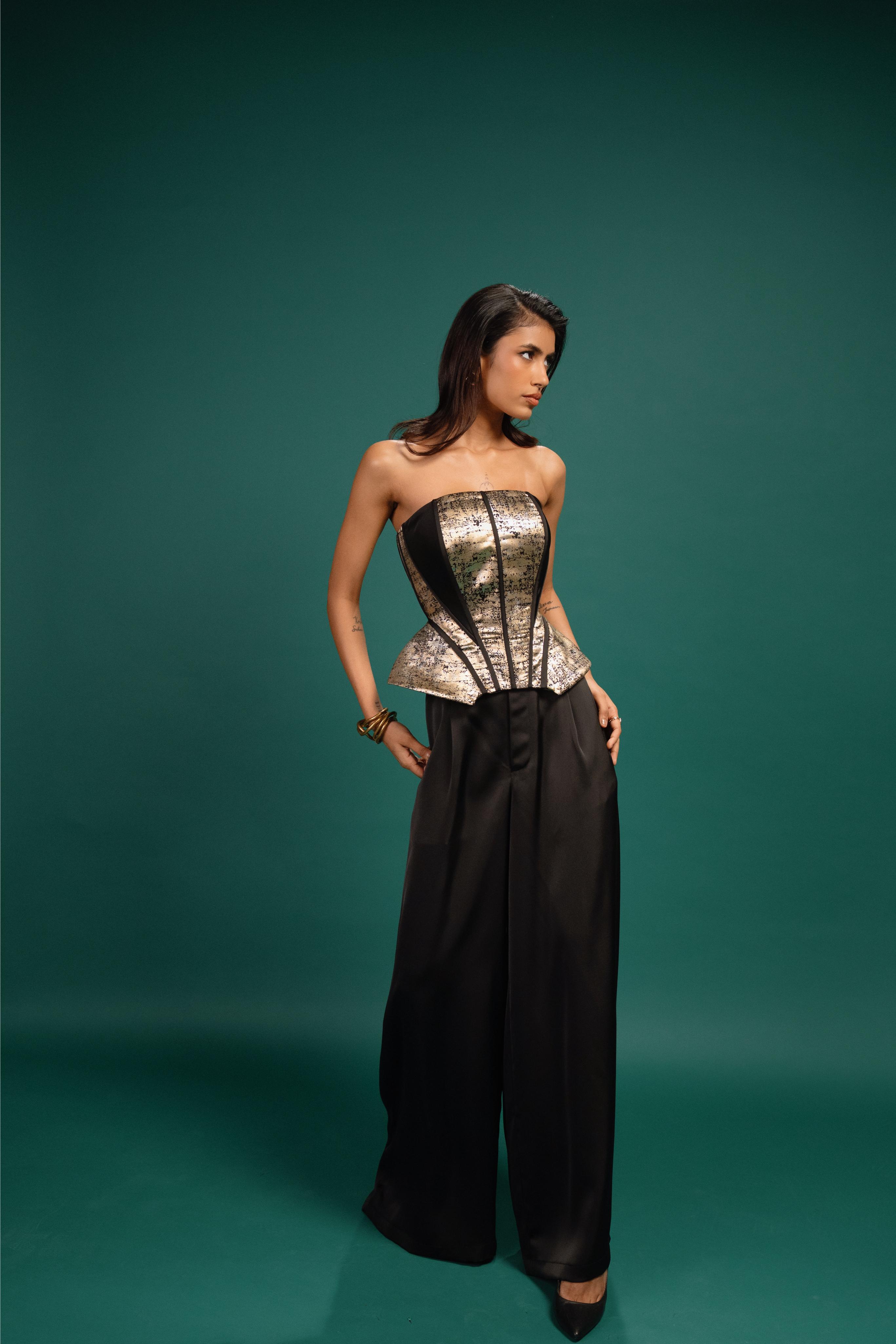 Ebony Metal Satin Corset