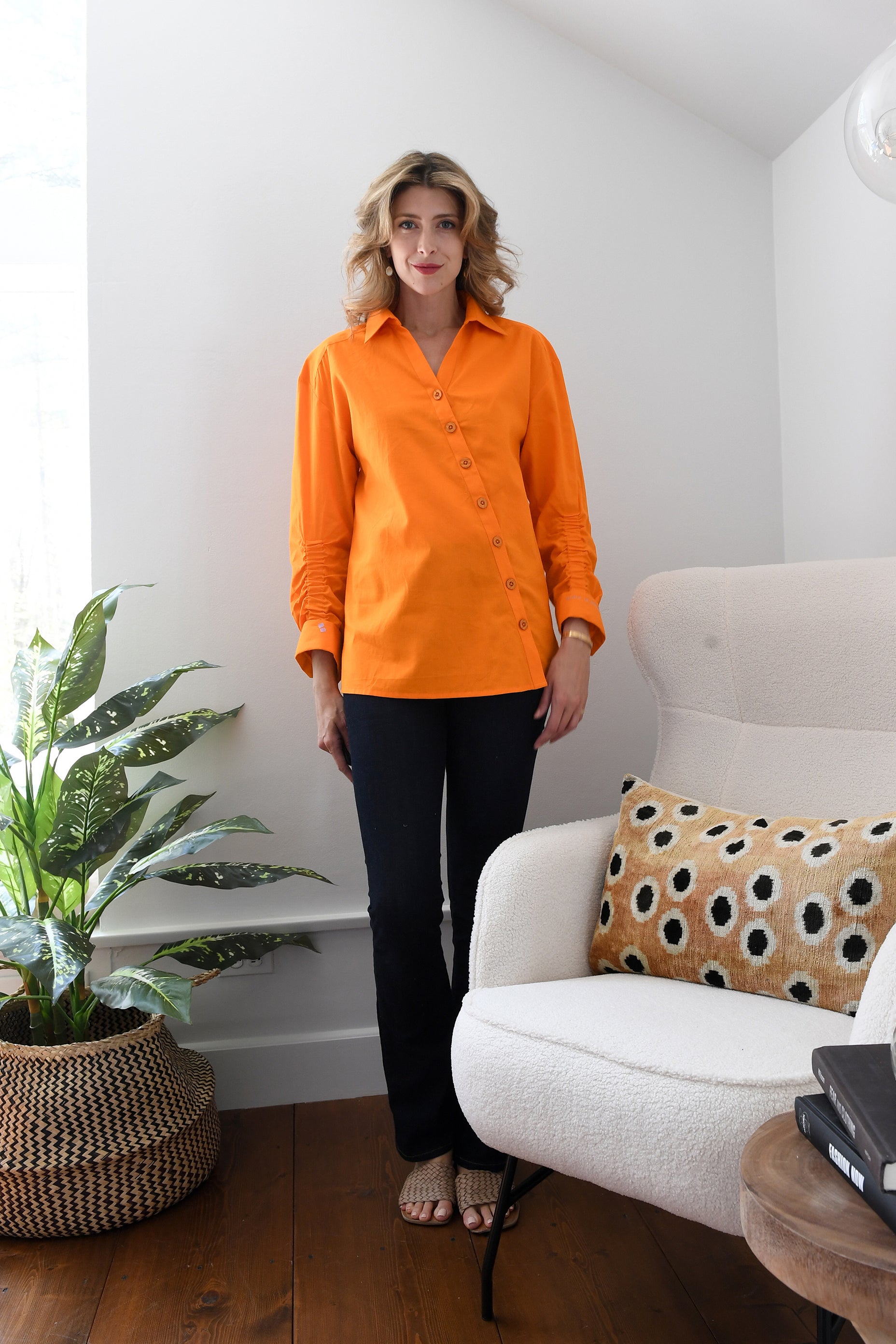 Mango Poplin Ruched Shirt