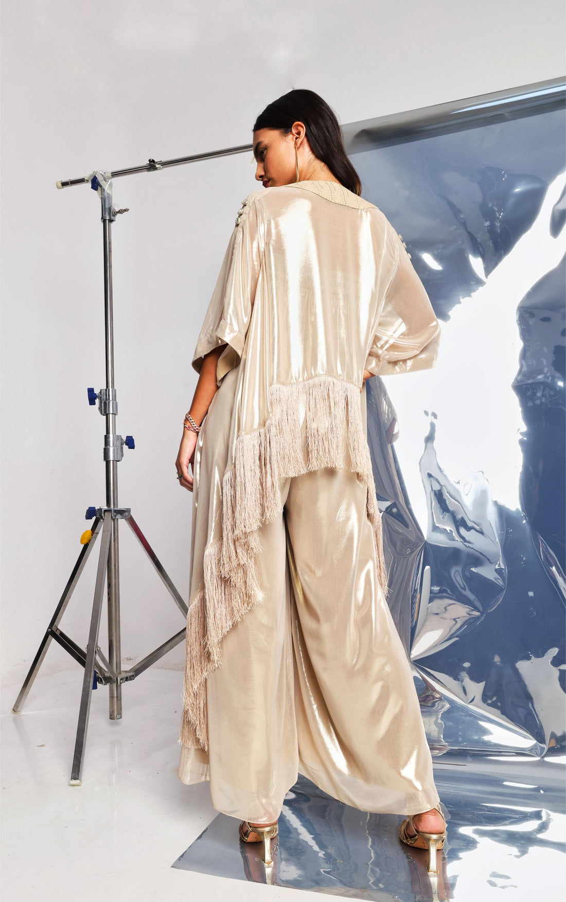 GOLD TIE-UP TUBE JUMPSUIT