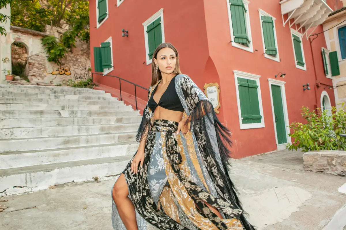 Patchwork Embroidered Wrap Skirt